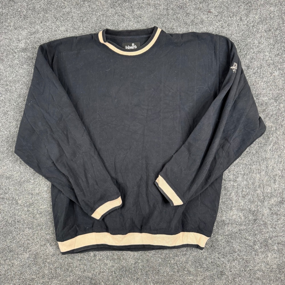 Ashworth Sweatshirt Mens Size M Black Weather Systems Insulating Fleece Pullover
